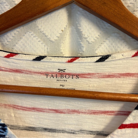 Talbots Women's Striped Floral Top - Red and Blue - Picture 3 of 4